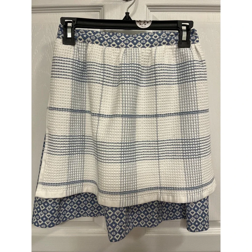 Handmade Blue Heart House Half Apron: XS-L with Attached Towel